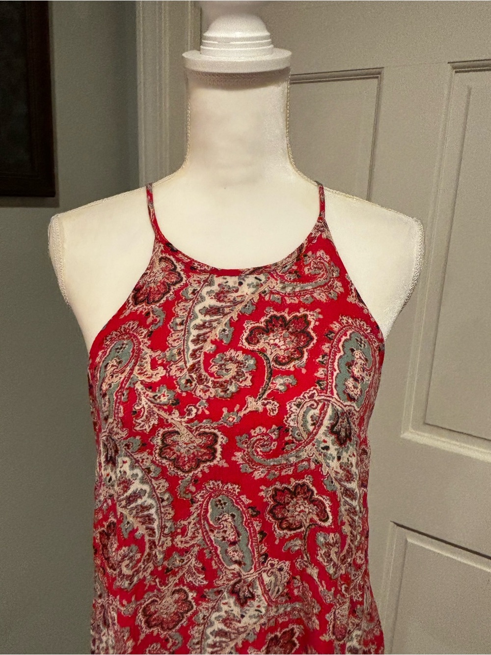 American Eagle Red Paisley Halter Swing Dress - Picture 3 of 5